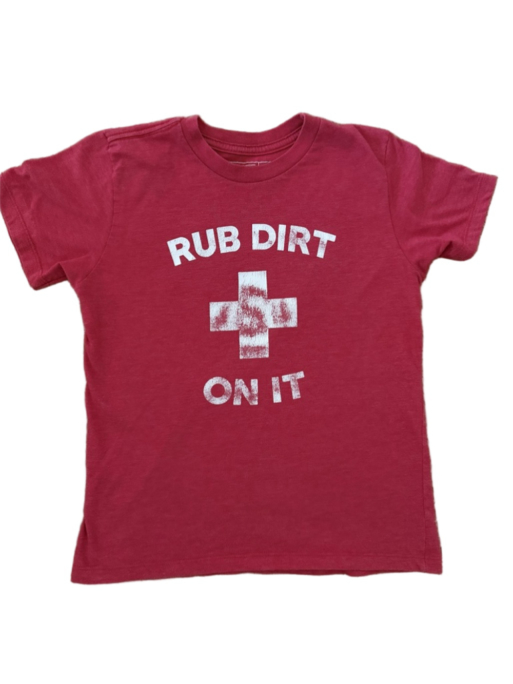 Boys Baseballism Red "Rub Dirt On It" Short Sleeve Tee Youth Small
